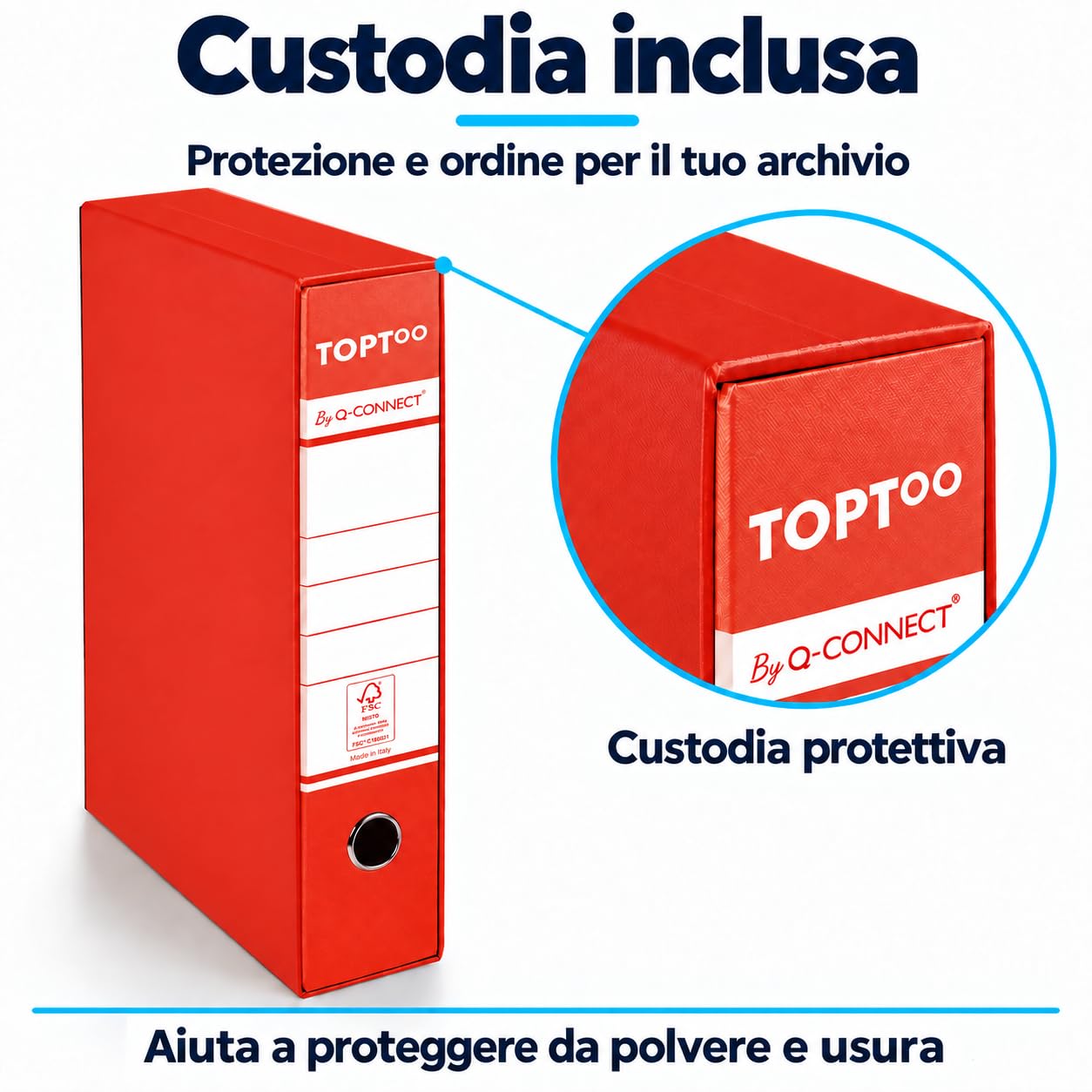 Registratori Commerciali con Custodia Confezione da 9 Pezzi Dorso 5 cm 28,5 x 32 cm Rosso FSC 0201042/QM.RO