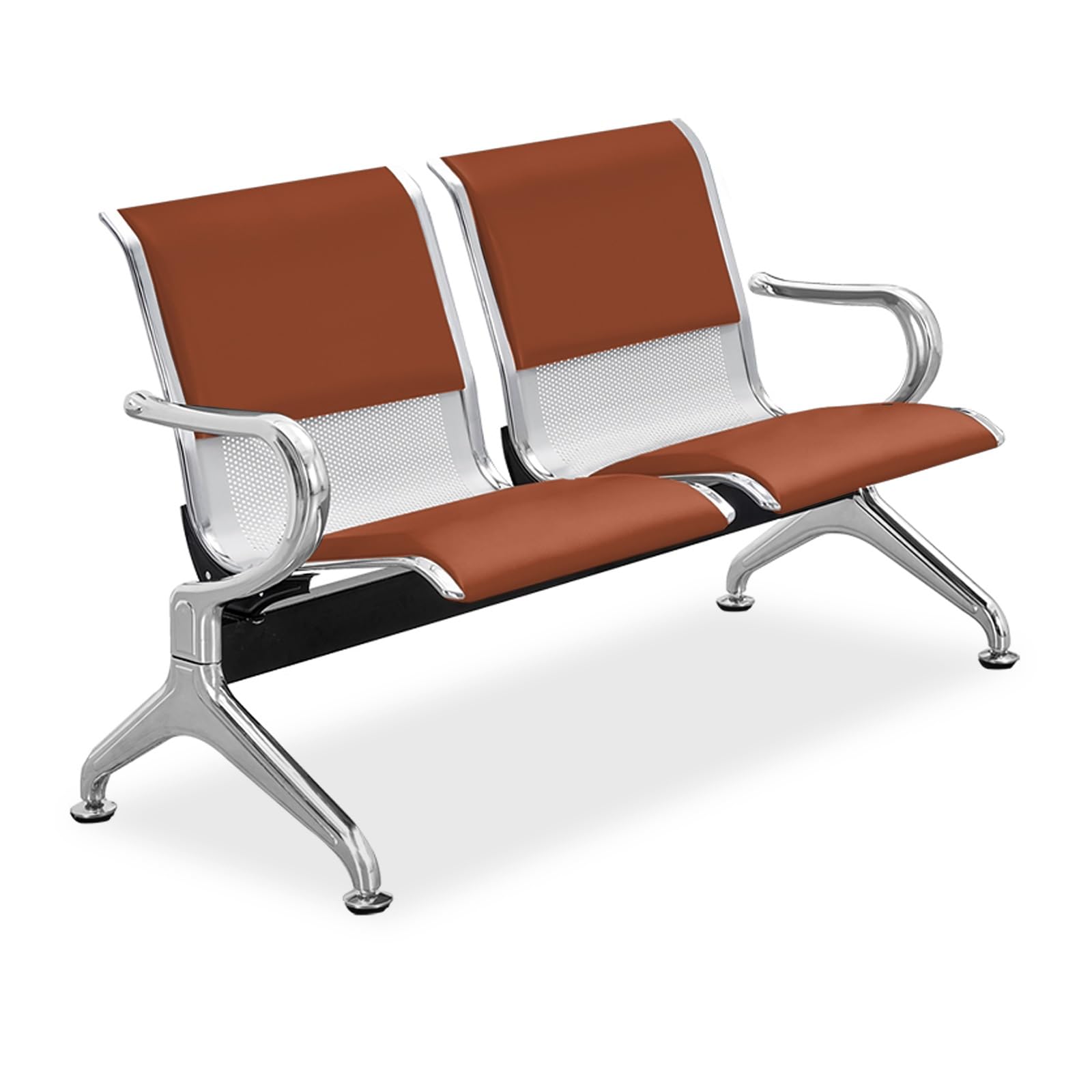 AYCDL Reception Bench with Armrests, Comfortable Leather Cushion & Backrest-Stylish Furniture for Office, & Waiting Areas,Blue,Marron