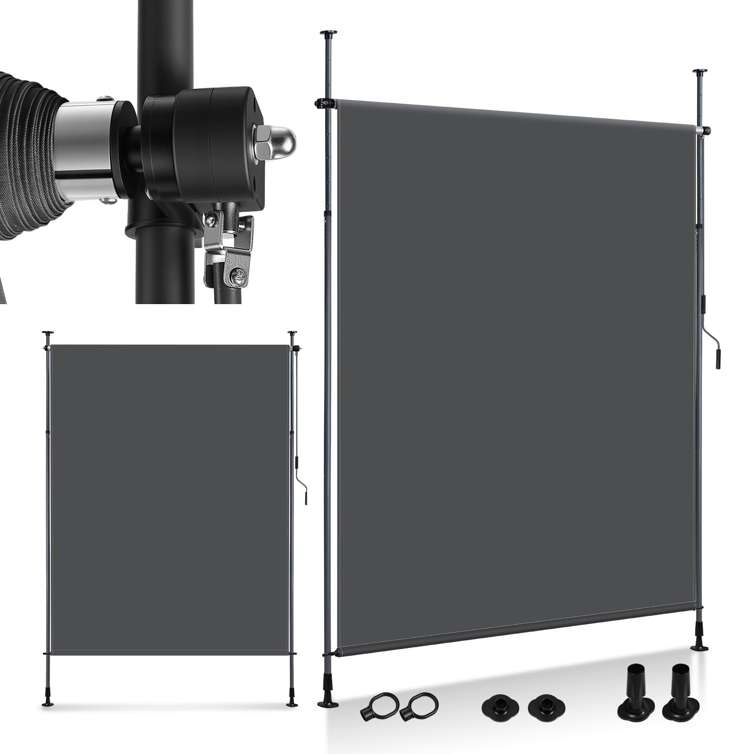 Daromigo Store banne à fixer vertical extérieur avec manivelle sans perçage, 150x305cm Store vertical, protection visuelle et pare-vent pour balcon pour jardin et terrasse, anthracite