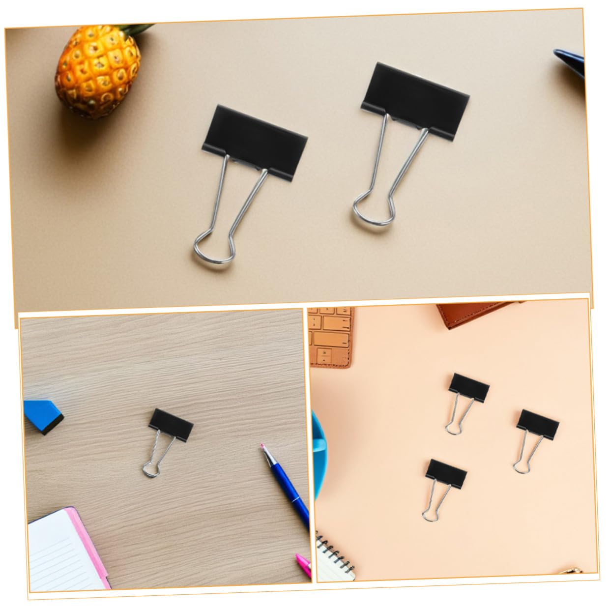 SHINEOFI 60 piezas Clips Metálicos de Oficina Negros Resistentes para Organizar Escolares y Empresariales