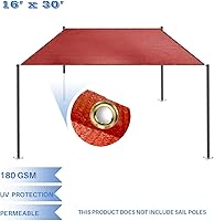 Vista 3 de E&K Sunrise - Toldo rectangular de 16 x 30 pies, con ojales de anillo en D, bloqueo UV, para pérgola, patio trasero, jardín, terraza (rojo)