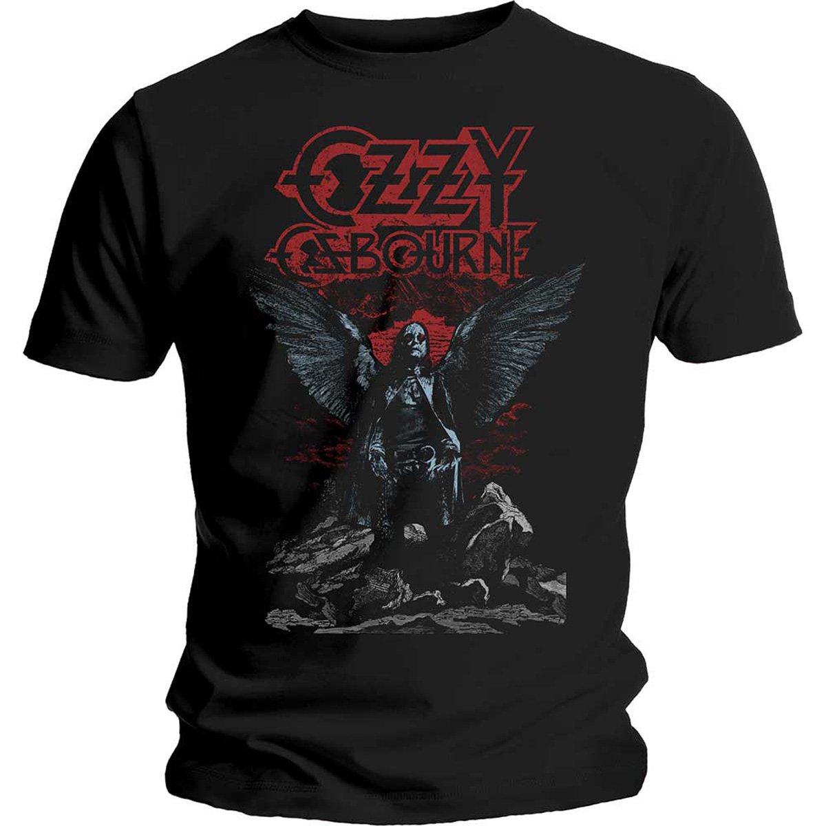 Ozzy Osbourne Angel Wings Official Tee T-Shirt Mens Unisex (Large) Black