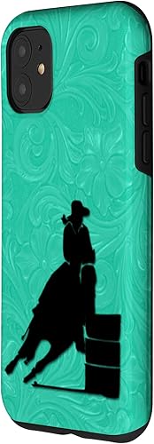 Miniatura 2 de iPhone 11 Barril Carreras Caballo En Turquesa Floral Estuche De Herramientas