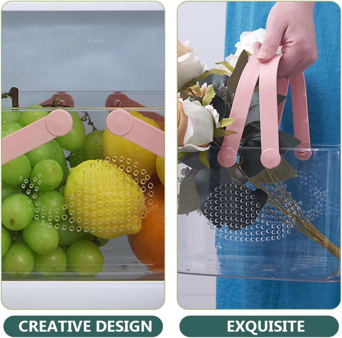 Plastic Storage Shower Basket with Handles, Pink Whale Design, Large Capacity Drainage Organizer Tote for Bathroom and Dormitory Use