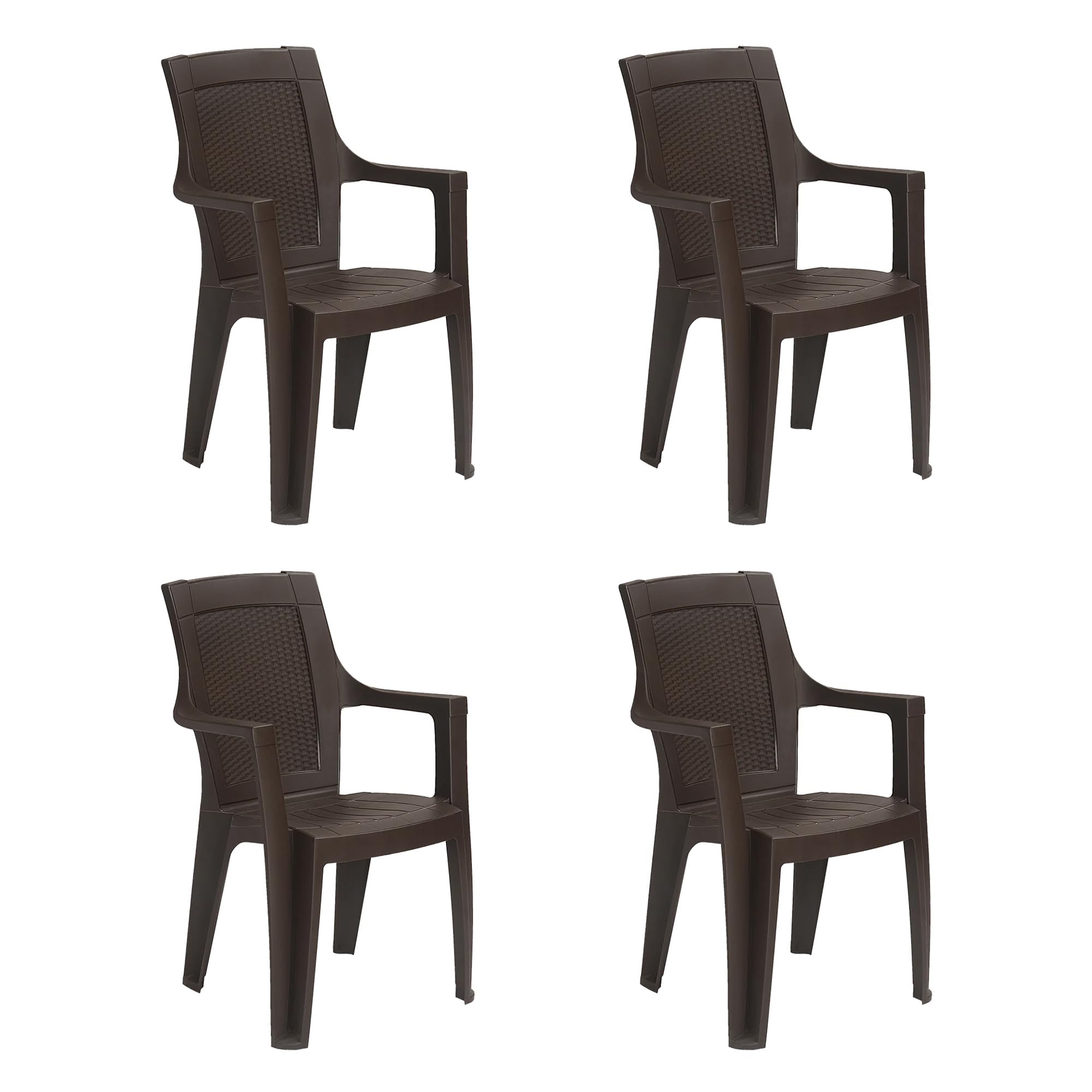 Nilkamal Mystique Plastic Chair with Armrest | Set of 4 | 3 Year Warranty | Heavy Duty Chair for Home, Living Room, Dining, Bedroom & Office | Stackable Polypropylene | Indoor & Outdoor| SRB