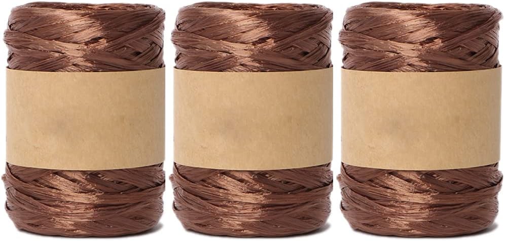 3PCS 80Meter 4cm Width Raffia Twine Craft Matte Raffia Paper String Christmas Gift Packing Ribbon, Paper Ribbon for Gift Packing and Wrapping, DIY Craft, Holiday Decoration