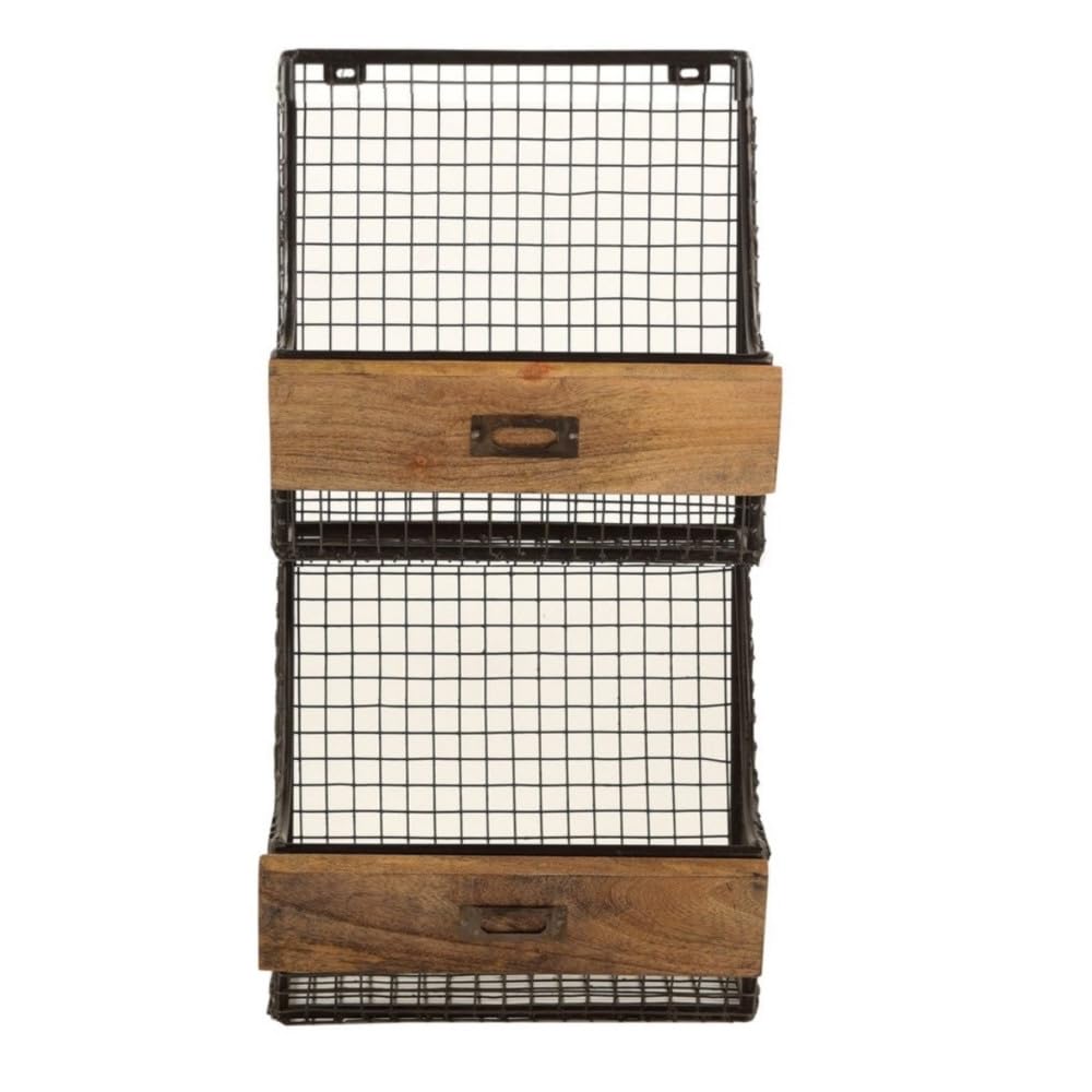 Hängekorb TOKRI 65cm Metall & Mangoholz Natur Wandregal Aufbewahrung