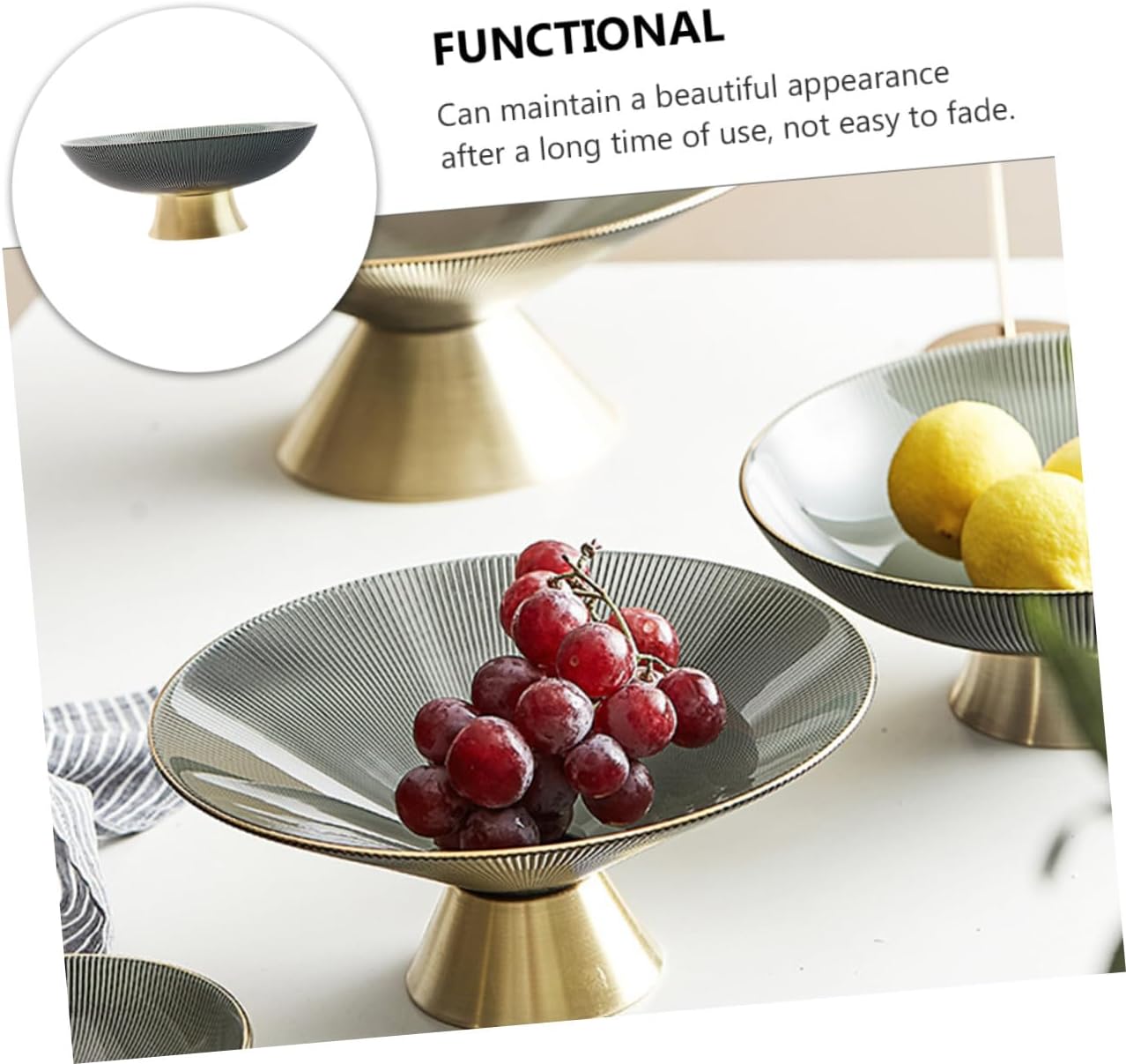 Ciieeo Tall Glass Fruit Bowl Decorative Pedestal Snack Plate Food Container for Home Dining Table and Coffee Table Use