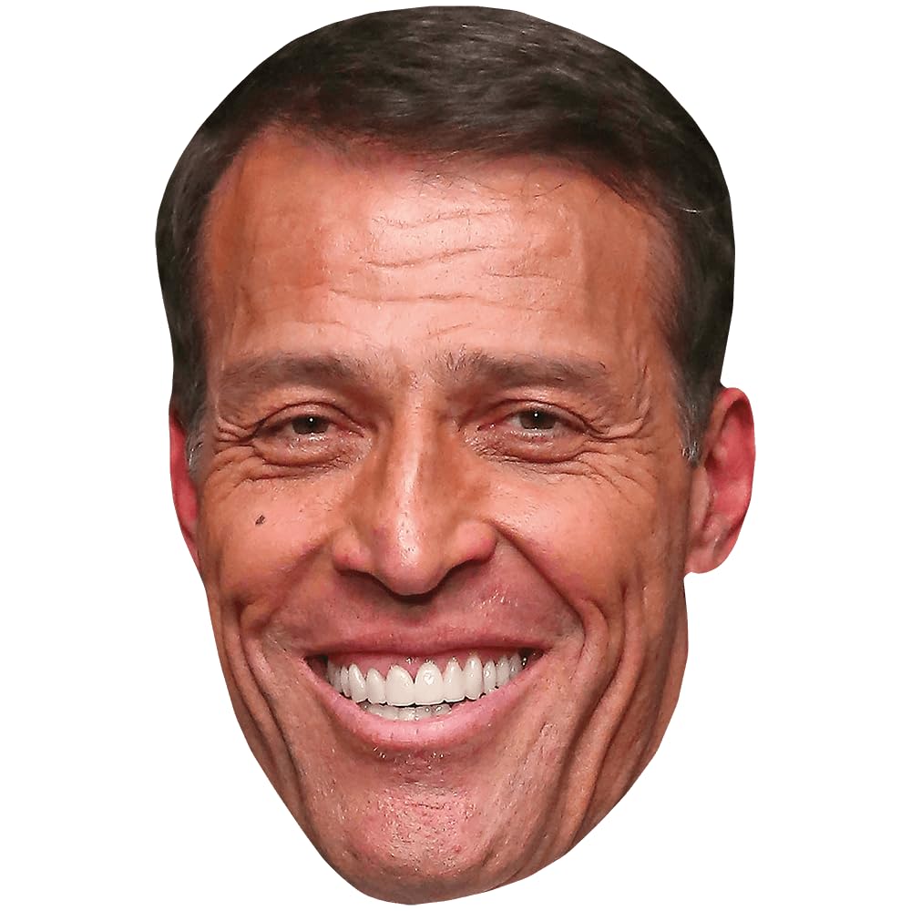 Tony Robbins (Smile) Celebrity Mask, Flat Card Face, Fancy Dress Mask