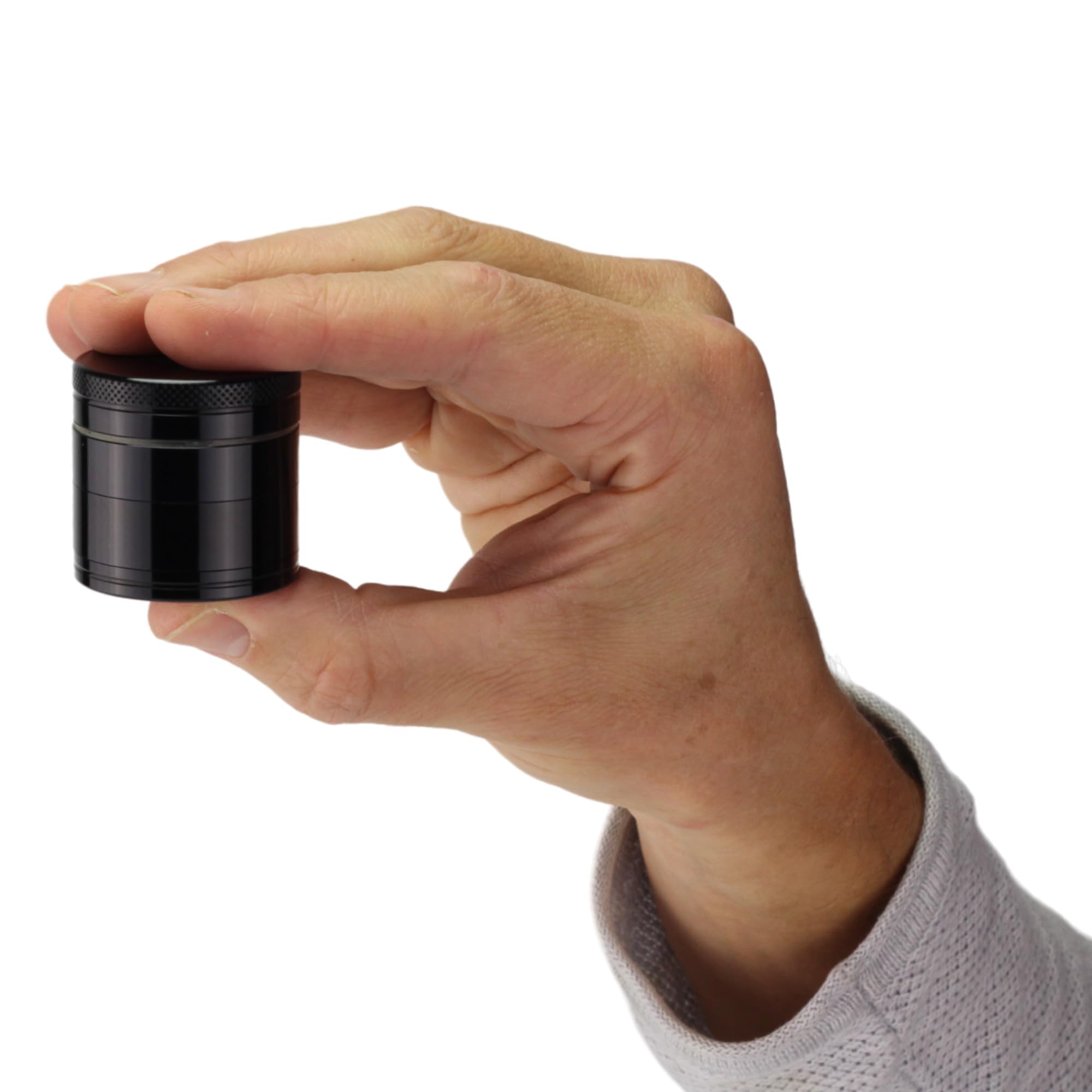 Grinder en Métal, Broyeur à Epices et à Condiments, 100% Aluminium, 4 Pièces, Noir, 40 mm