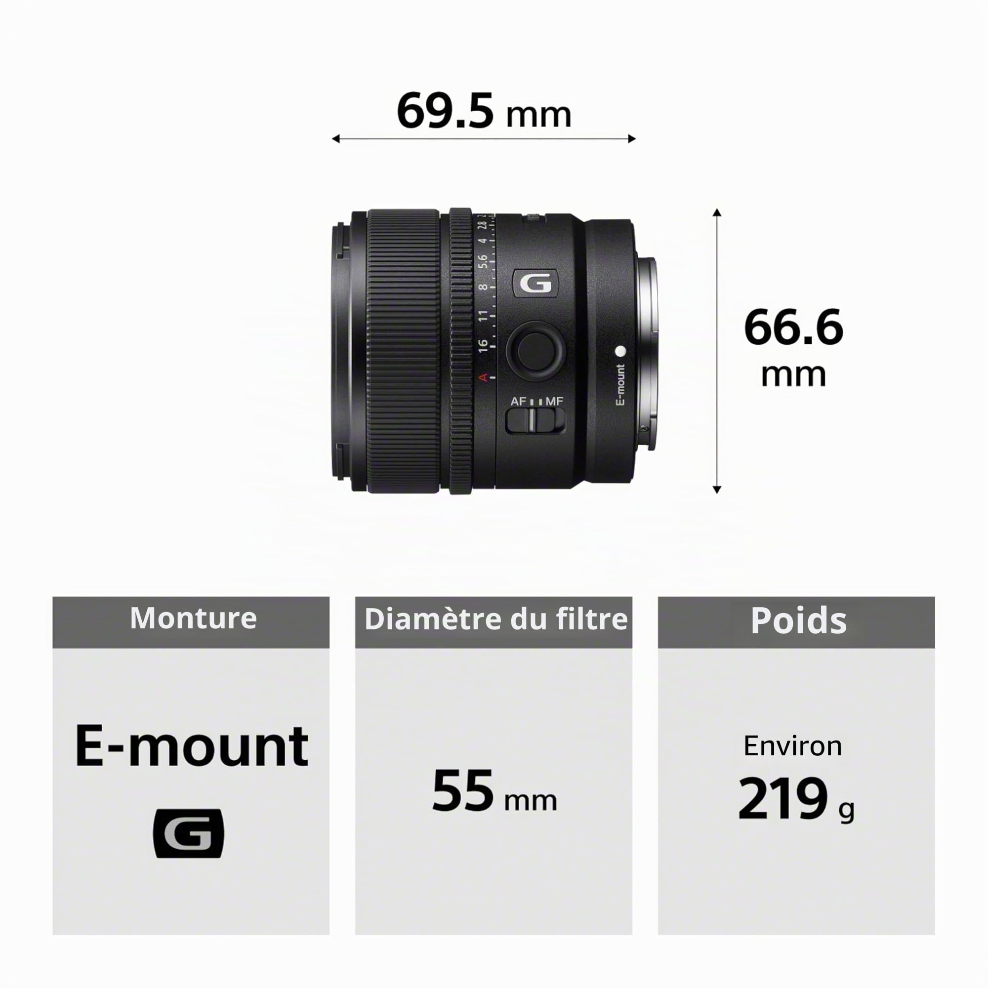 Sony SEL15F14G 15 mm F1.4 G Objectif Grand-Angle Plein Format APS-C E-Mount