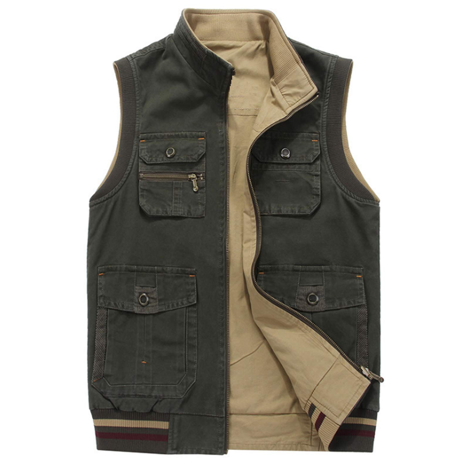 Uomo Multi Pocket Cotone Gilet Giacche Pesca Esterna Gilet Campeggio Capispalla Senza Maniche Viaggio Fotografia Escursionismo Gilet