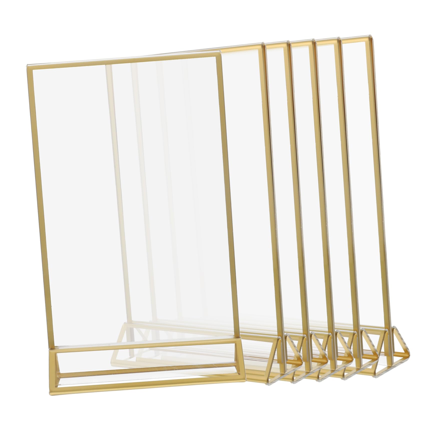 Garneck 6pcs Brand Picture Frame Holder Stand Signs The Menu Display Shelf Display Stand Wedding Signage Sign Stands for Display Gold Picture Frame Menu Sign Holder Acrylic Golden