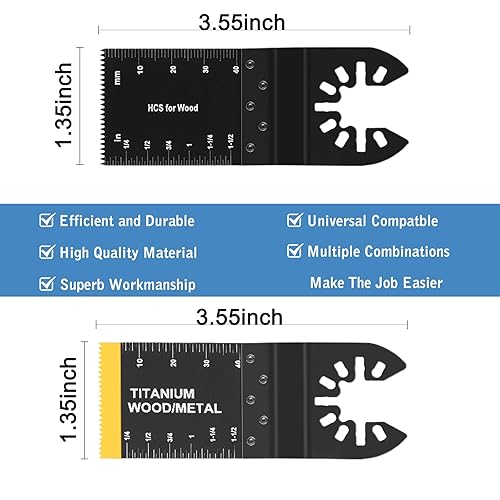 Miniatura 2 de Juego de 55 cuchillas oscilantes de liberación rápida, cuchillas universales de herramienta oscilante para madera, plástico y metal, kits de