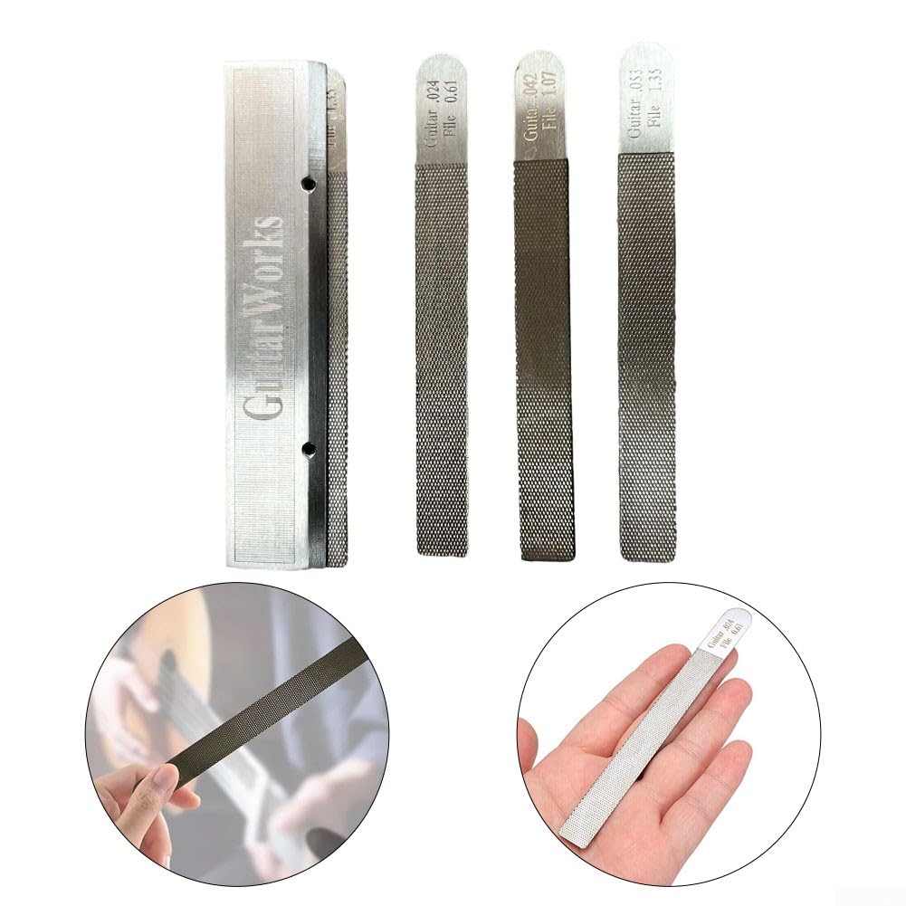 Juego de 4 herramientas Luthier para guitarra, limas de tuerca de traste de guitarra, limas de ranura de corona, protectores de reparación de lijado