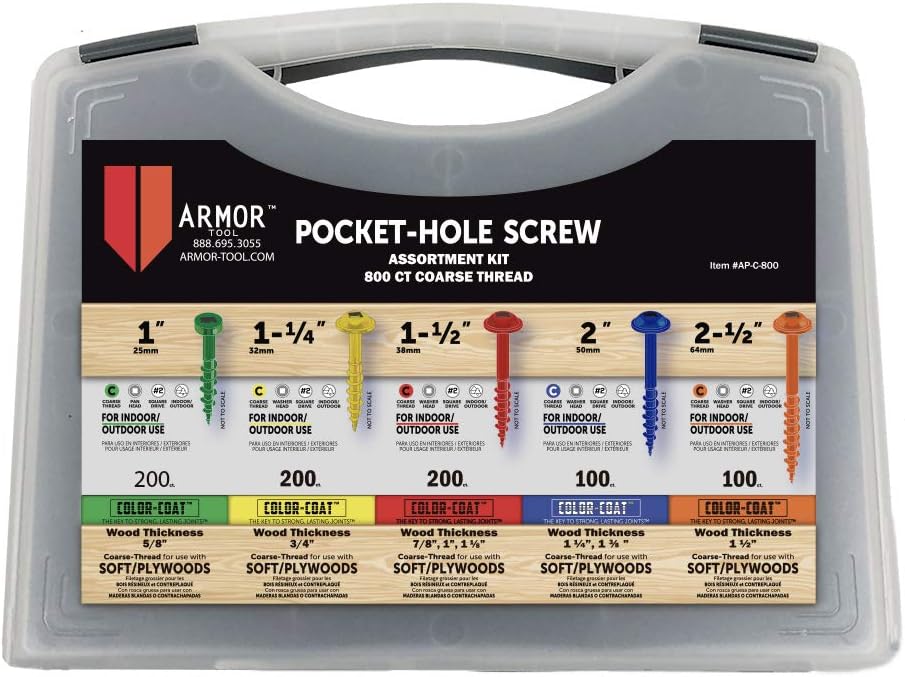 Armor Tool 800 Piece Coarse Thread Color-Coat Screw Set