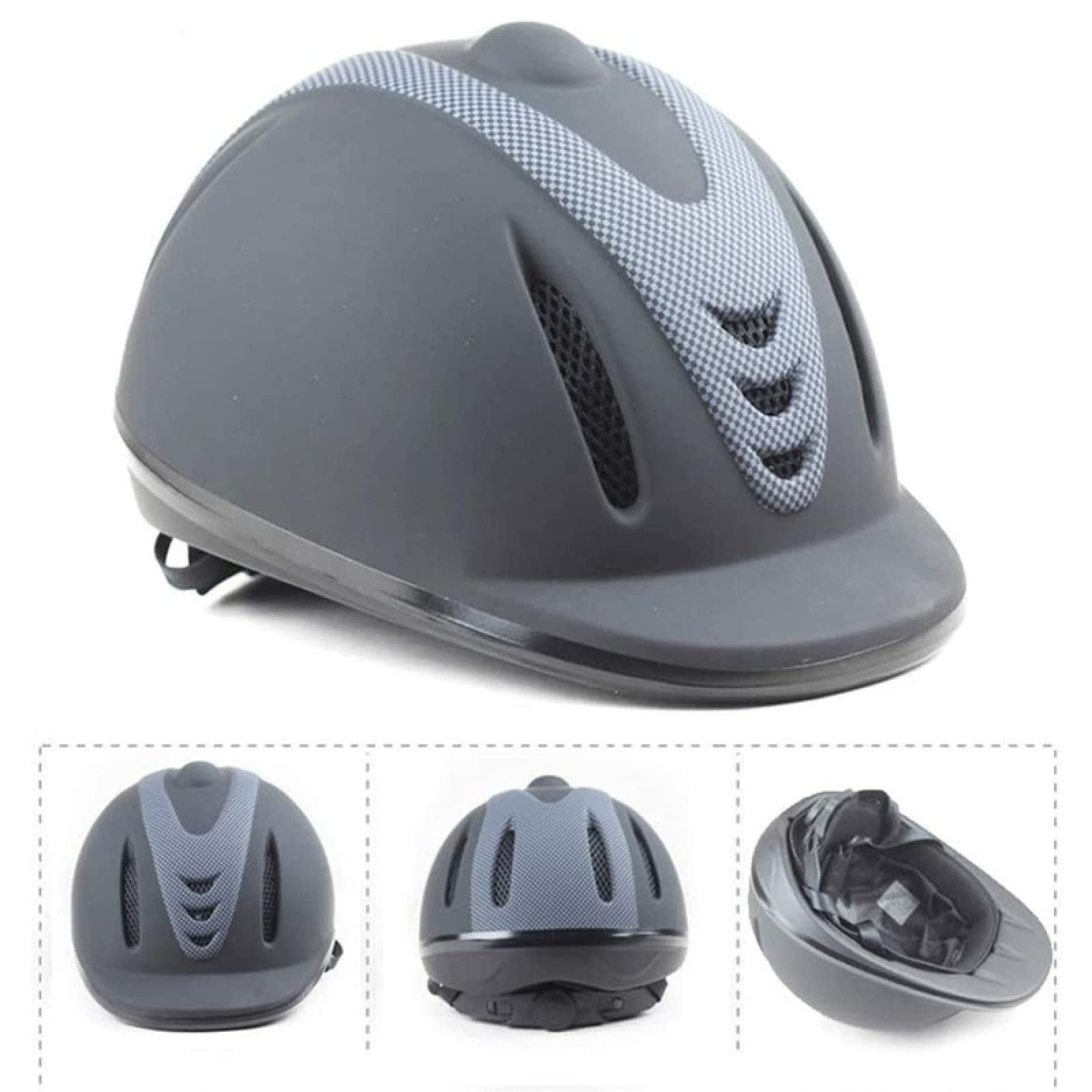 LEBEE Casco de equitacion Sombrero Transpirable para Montar a Caballo Suministros ecuestres Amantes de la equitación,Black-L(57-58cm)