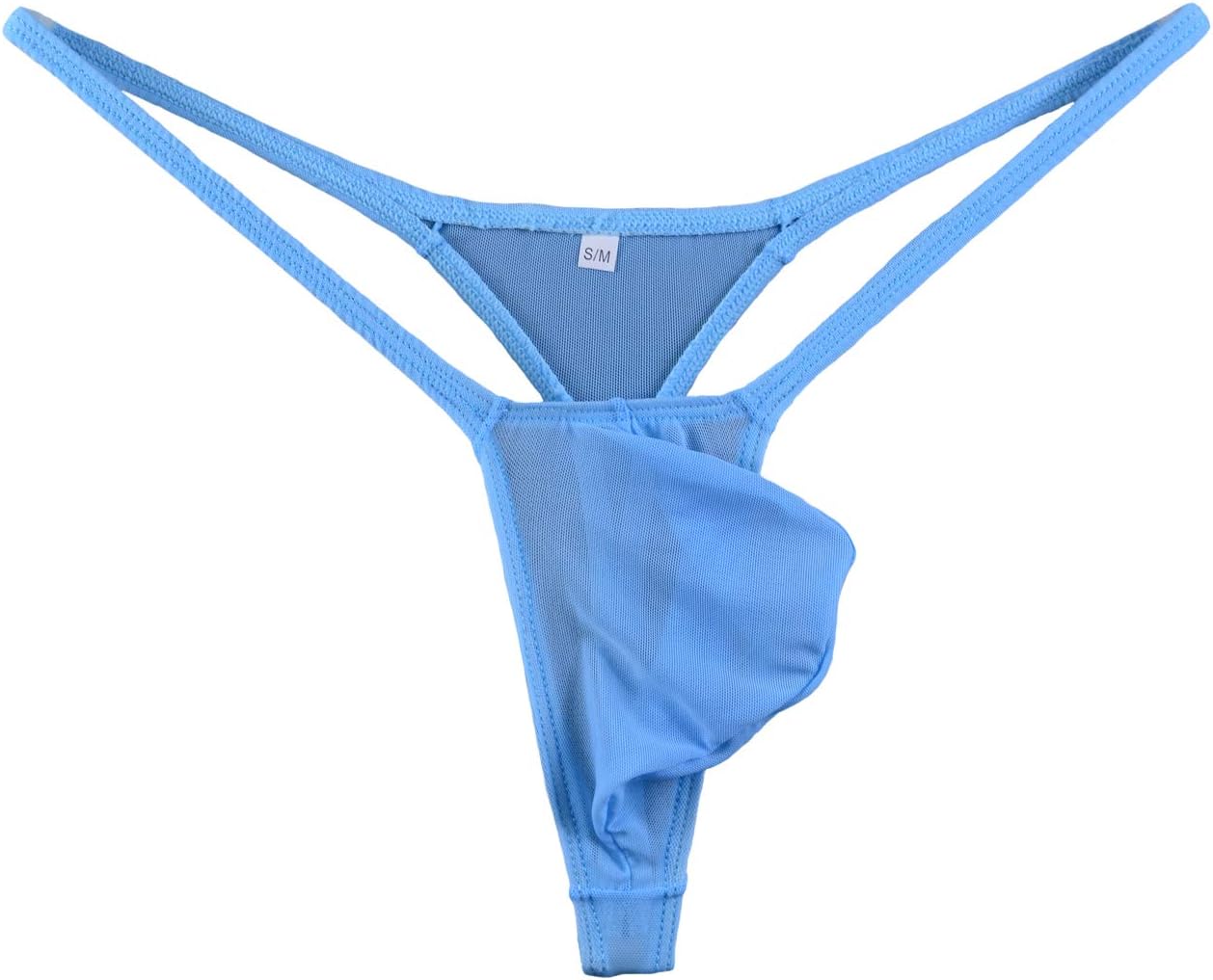 Men's Sheer G-Strings Bulge Pouch Thongs Underwear WSS58