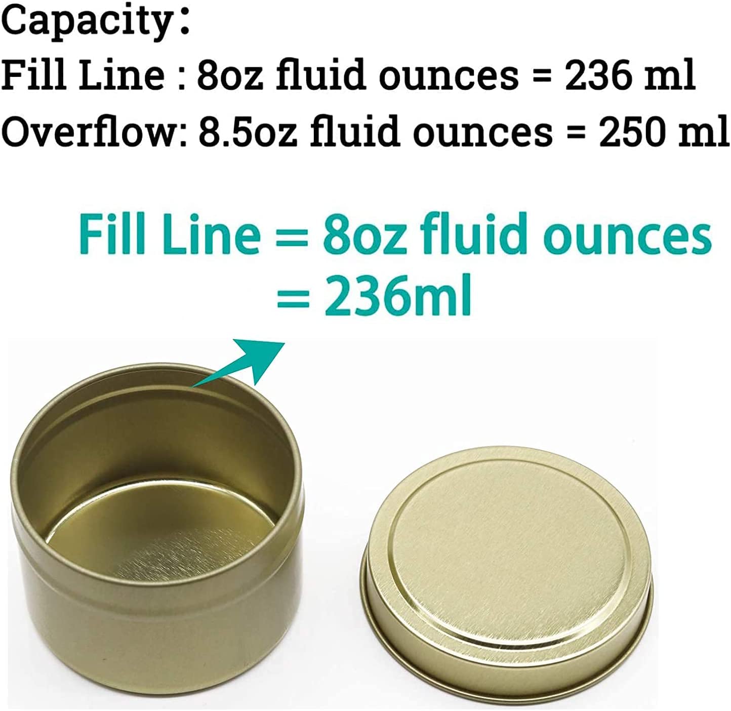 Puszki na świece do produkcji świec, zestawy do produkcji świec zawierają 24 opakowania 237 ml puste słoiki na świece z pokrywkami, 50 bawełnianych knotów, 40 naklejek knotów, 4 uchwyty na knoty, zestaw prezentowy do samodzielnego wykonania (złoty, 24)