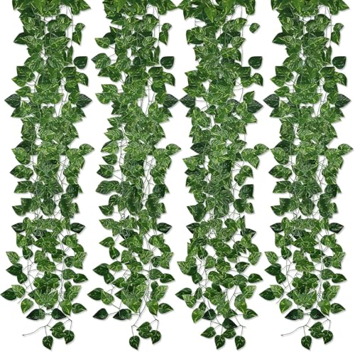 Bold Byte Artificial Money Plants for Home Decor Hanging - 8 Feet Long | Artificial Money Plant Creeper, Green Leaf Vine, Decorative Hanging Garland with 30 to 35 Leaves (4 Pcs)