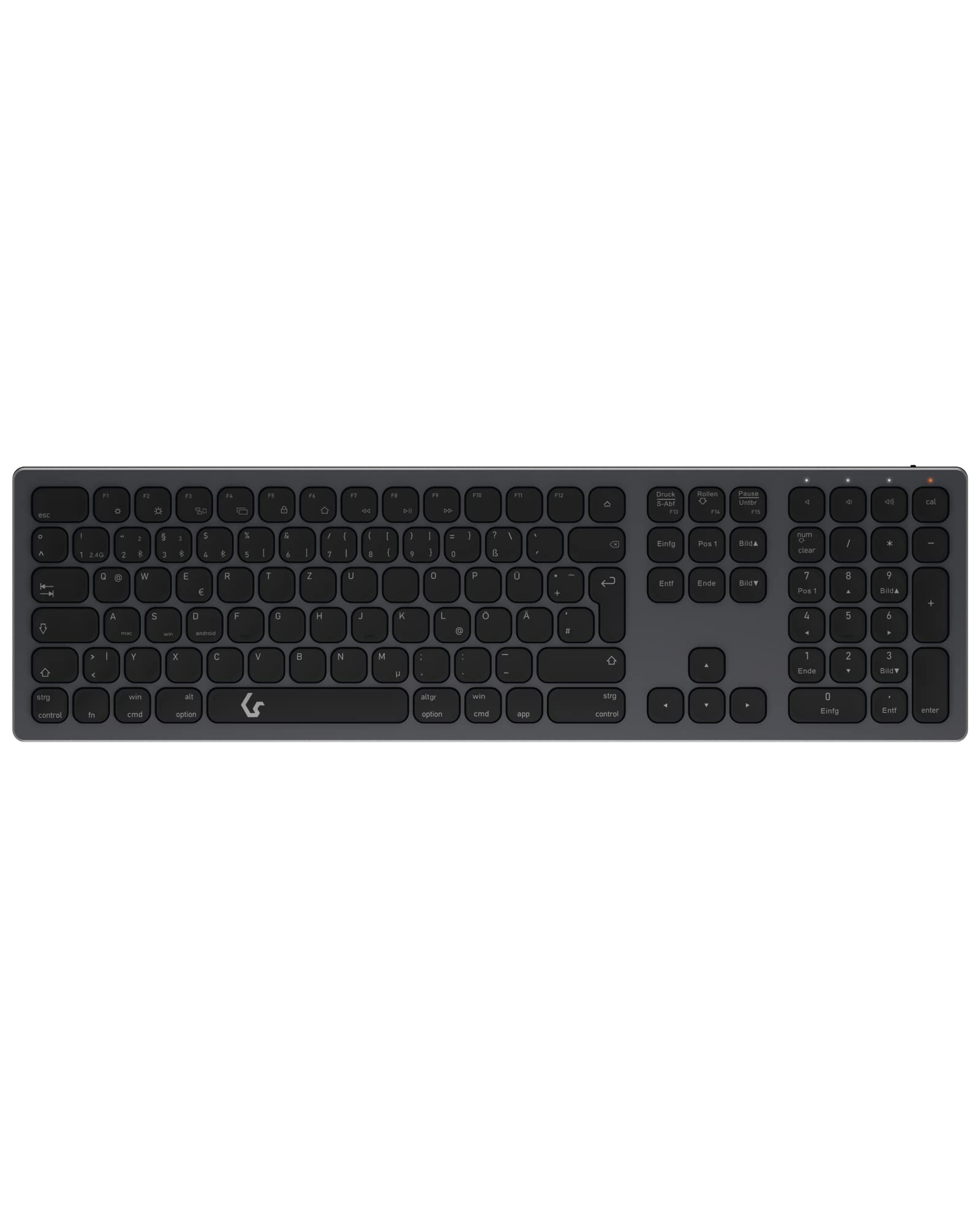 KeySonic Kabellose Bluetooth-Tastatur für Windows/MacOS/Android, Deutsches QWERTZ-Layout, Schwarz