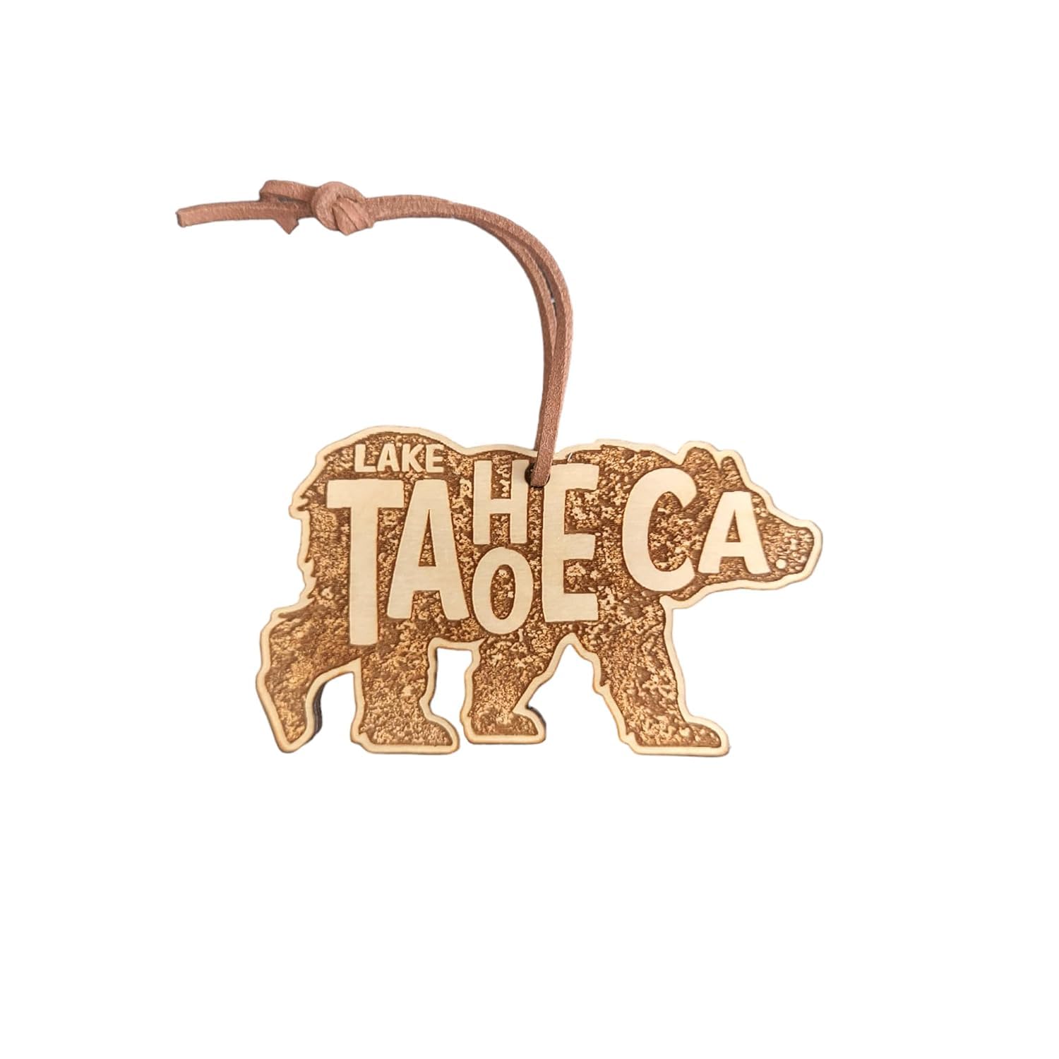 Lake Tahoe Ornament California Christmas Wood Laser Cut 3.75" CA Bear