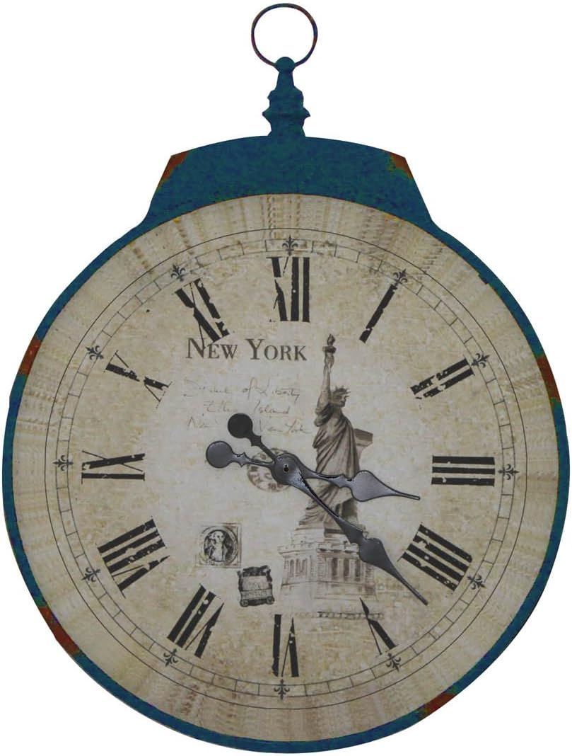 Tomasucci New York Clock, Metal, Aged aviation blue