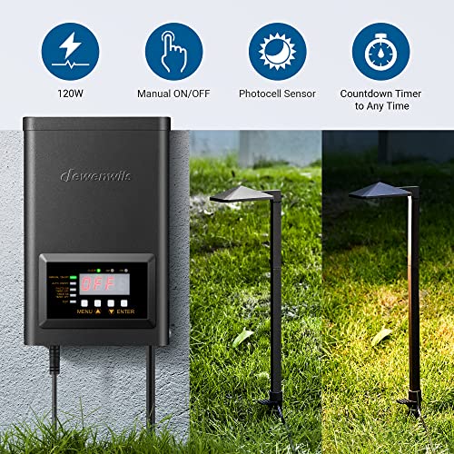 Dewenwils 120 Low Voltage Transformer With Timer And Photocell Sensor, 120V Ac To 12V/14V Ac, Landscape Lighting Transformer For Spotlight, Pathway Light, Outdoor& Indoor Weatherproof, Etl Listed #TOP1