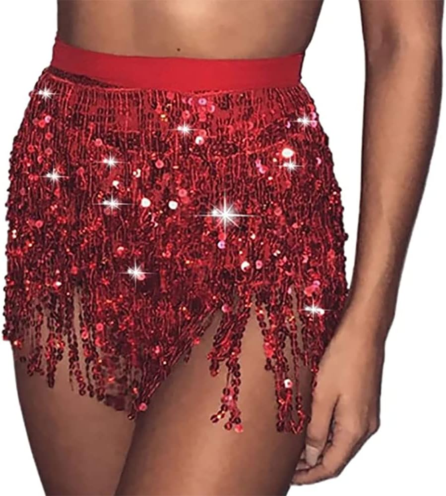 Vrouwen Buikdans Heup Rok Kwastje Pailletten Hip Sjaal Strappy Wrap Rave Rokken Halloween