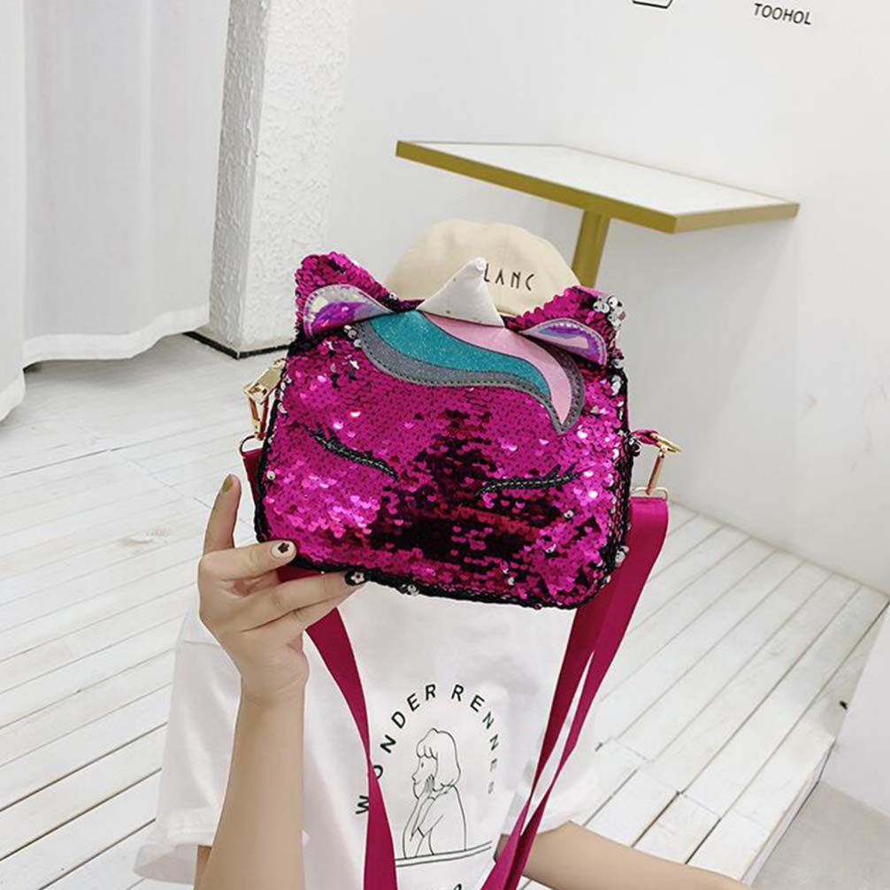VALICLUD Frauen Mädchen Einhorn Pailletten Tasche Glitzer Crossbody Geldbörse Umhängetasche für Kinder Kleine Mädchen