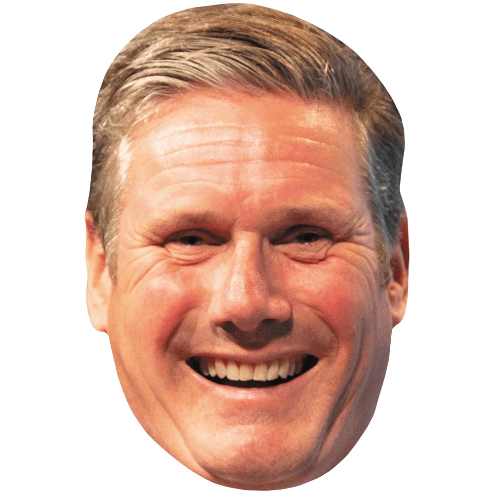 Celebrity Cutouts Lifelike Keir Starmer (Smile) Celebrity Mask, Flat Card Face, Fancy Dress Mask