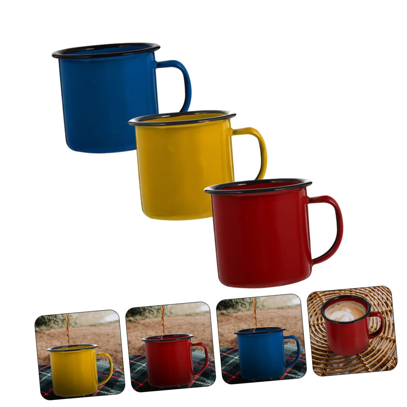 TOPBATHY 6 Piezas Taza de esmalte vaso de cafe vaso de esmalte taza de café Tazas de cafe tazas de café con tapas almacenamiento de jugo tazas vajilla de antiguo Chino