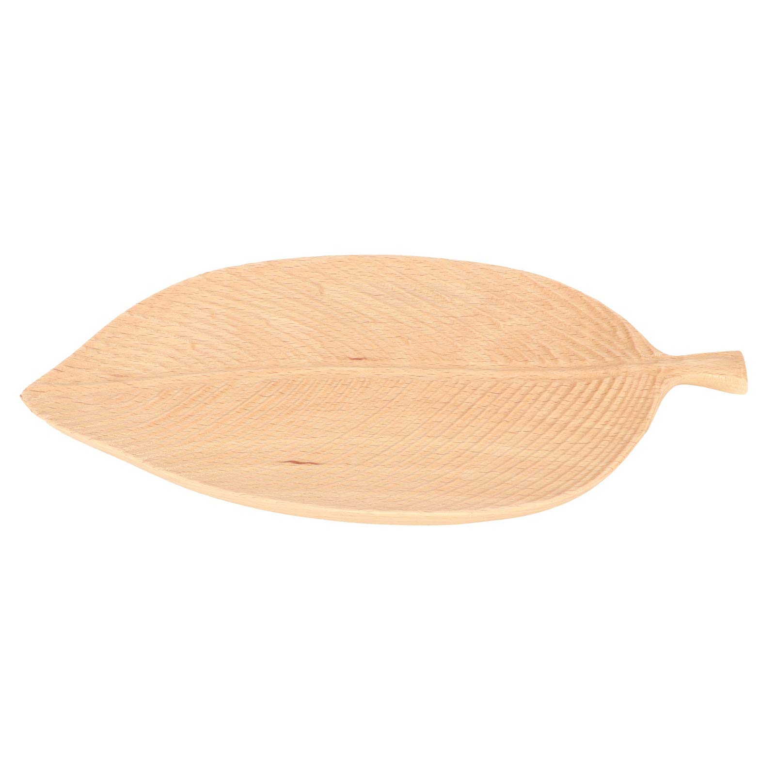 Bandejas de almacenamiento de platos de madera con forma de hoja, bandeja de té, postre, cena, pan, fruta, aperitivos, platos de exhibición de comida (25 * 12 talla en forma de hoja de haya)