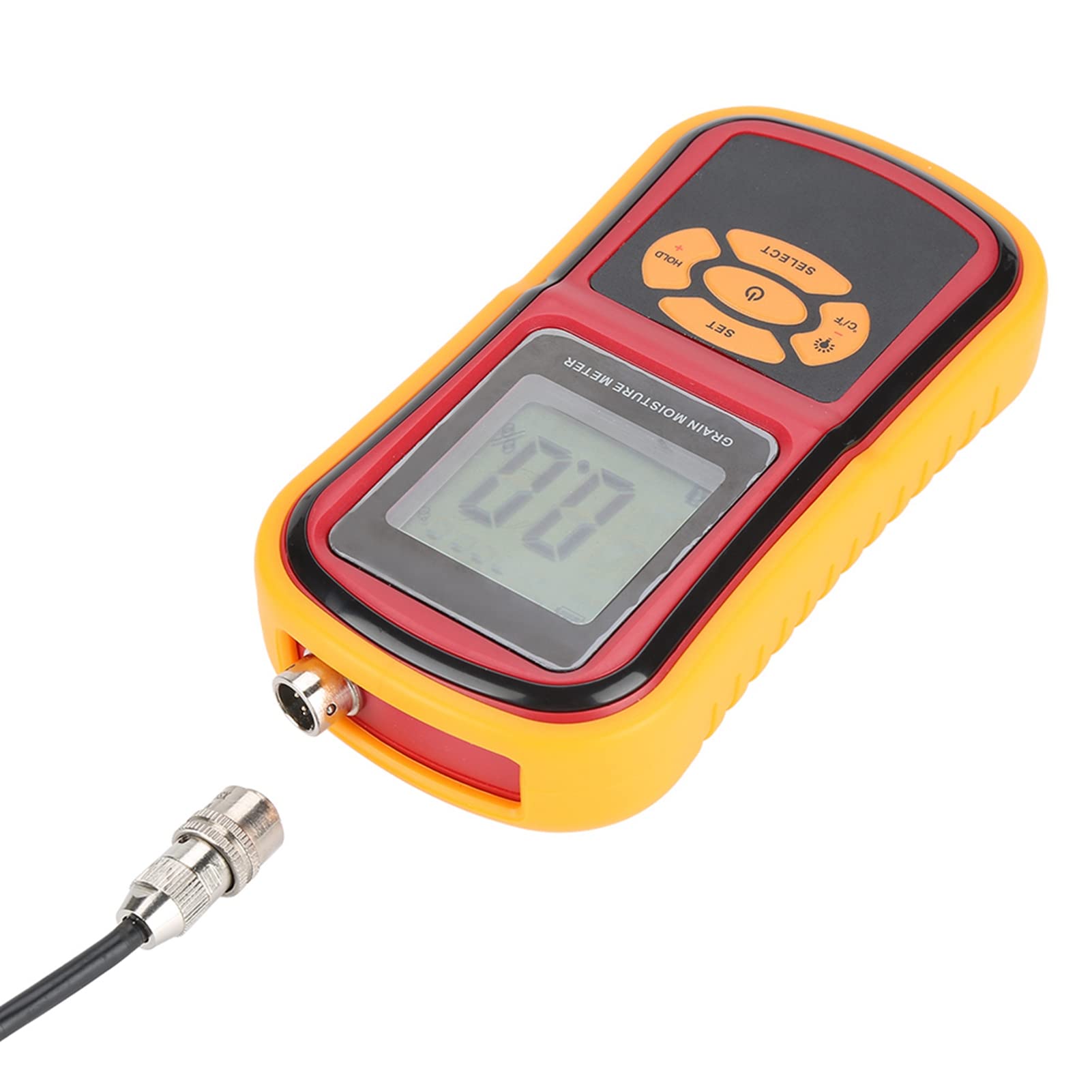 Jeffergarden Medidor de Humedad Digital con Pantalla LCD Retroiluminada, Probador de Humedad para Arroz, Trigo, Maíz, Soja, 5 a 30 por Ciento y 14 a 140 Fahrenheit, Alertas de Retención de Datos para