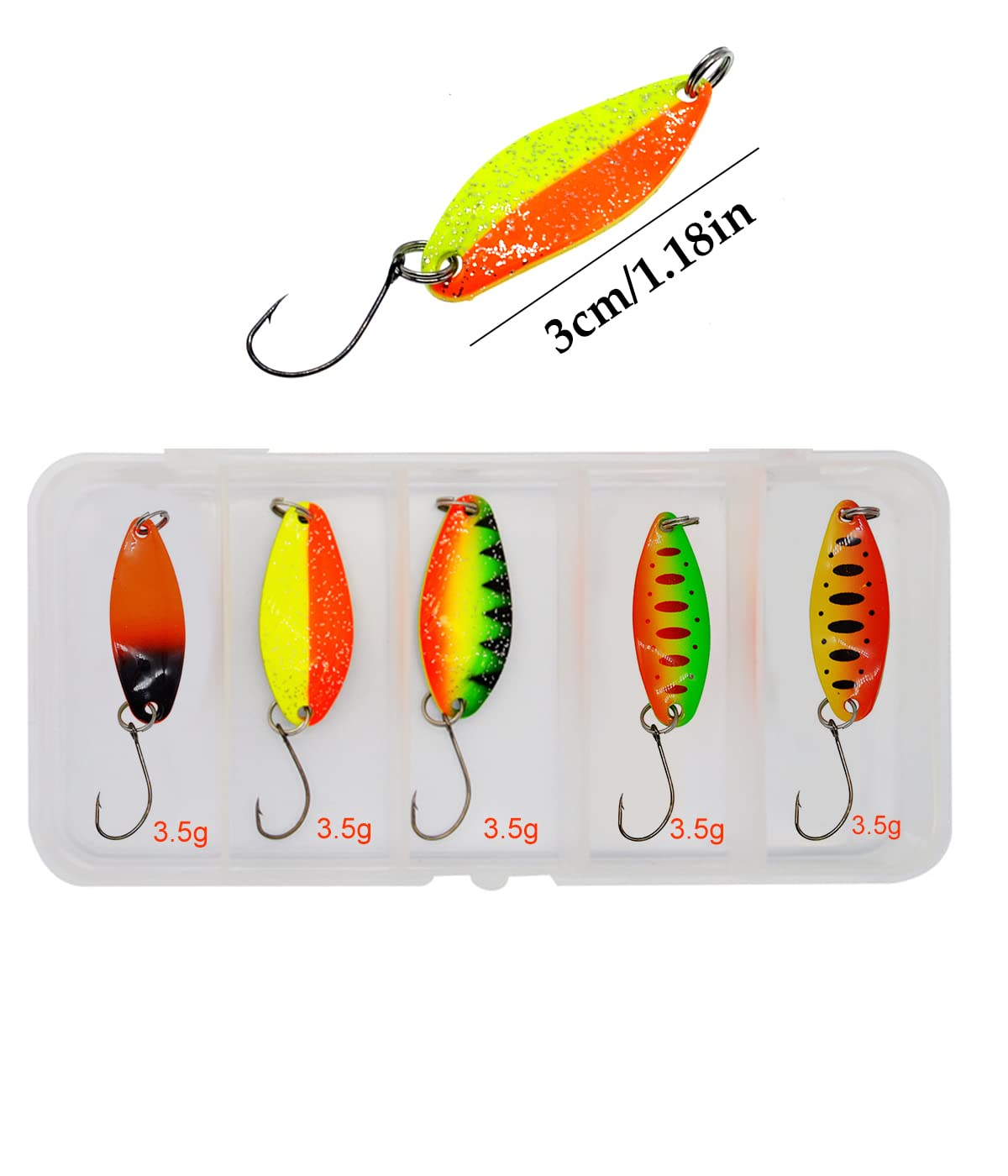 Set di 16 esche artificiali spinner per trote, 2,5 g/3 Set di 16 esche artificiali spinner per trote, 2,5 g/3