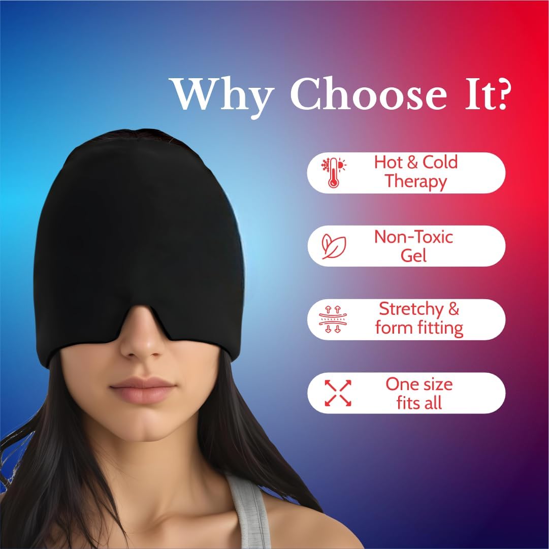 Migraine Relief Cap Hot & Cold Therapy Gel Head Wrap Mask — Amazon image 4