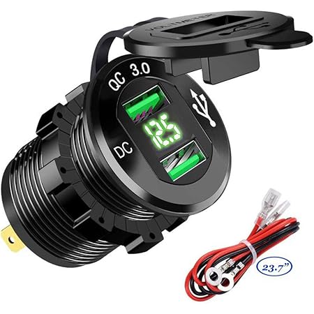 Usb C Pd3.0 Qc3.0 Caricabatterie Auto USB-C E QC 3.0 | Doppia Porta | Voltmetro | Interruttore | 12V/24V Voltmetro Integrato - Foto 6