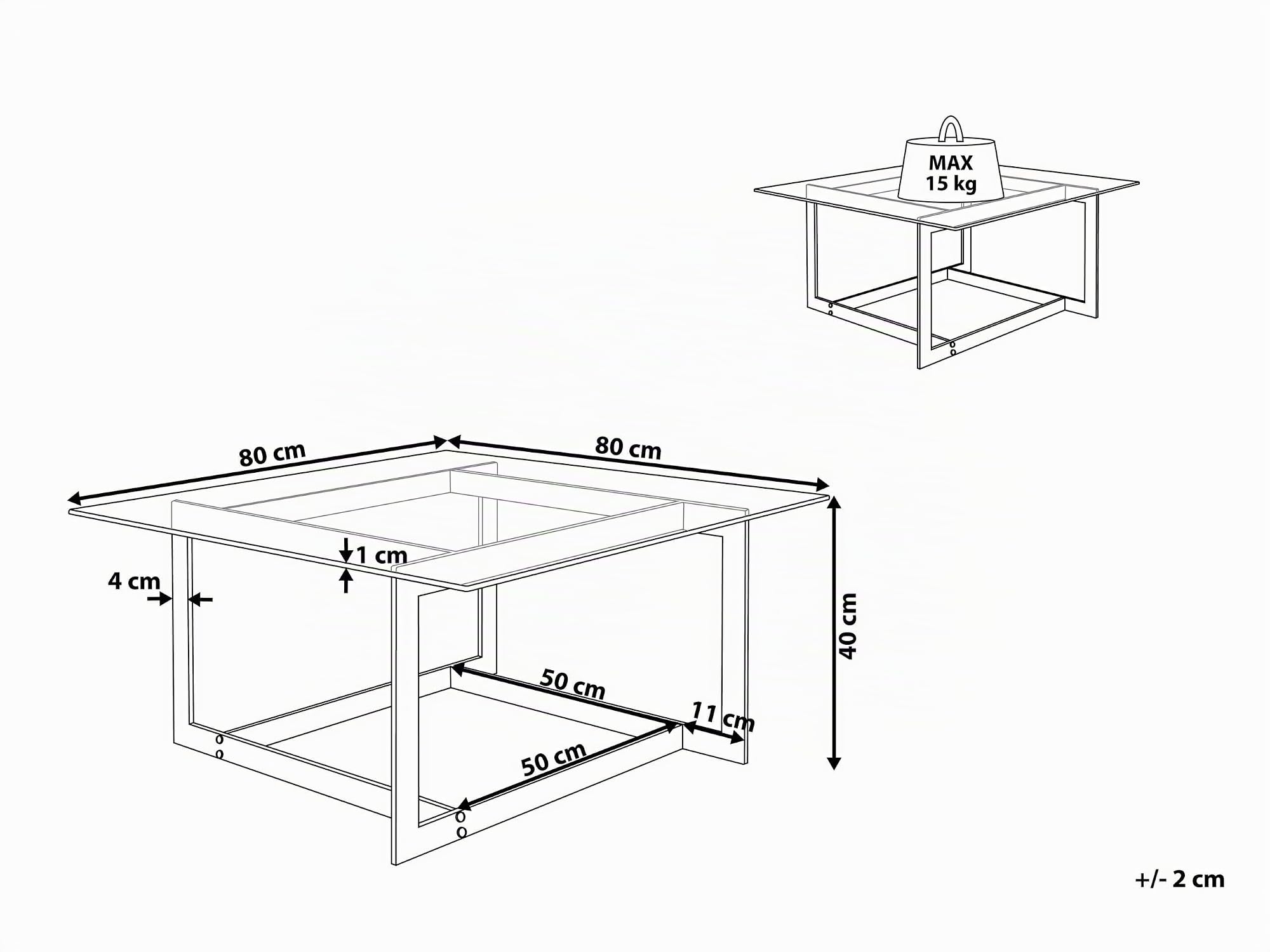 Beliani Table Basse avec Plateau en Verre et Cadre en Métal Doré au Style Moderne et Glamour