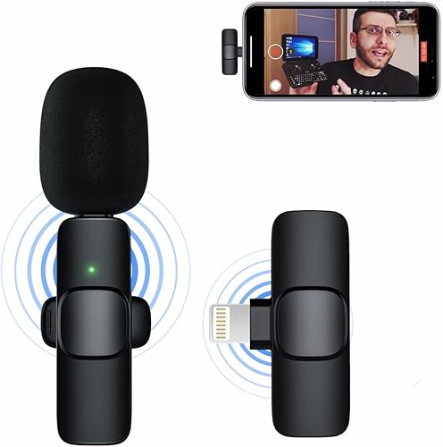 Miniatura 1 de Micrófono inalámbrico Lavalier para iPhone iPad, mini micrófono inalámbrico de solapa para grabación de video, TikTok Facebook Live Steam,