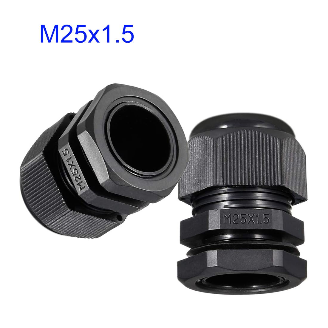 MACHSWON 4Pcs M25 Cable Gland - Durable Threaded Wire Connector with Locknut for 13-18mm Dia Cable Wire, Black - Image 2