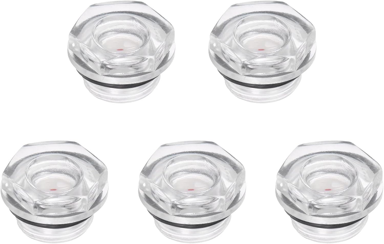 uxcell Air Compressor Oil Level Gauge Sight Glass 1/2" Male Threaded Glass Liquid Indicator Sight Window 5Pcs