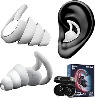 Ear Plugs for Sleeping Noise Cancelling, Reusable Soft Silicone Ear Plugs for Noise Reduction, Washable Hearing Protection for Sleep Snoring, Work, Travel, Concert, Motorcycle, White