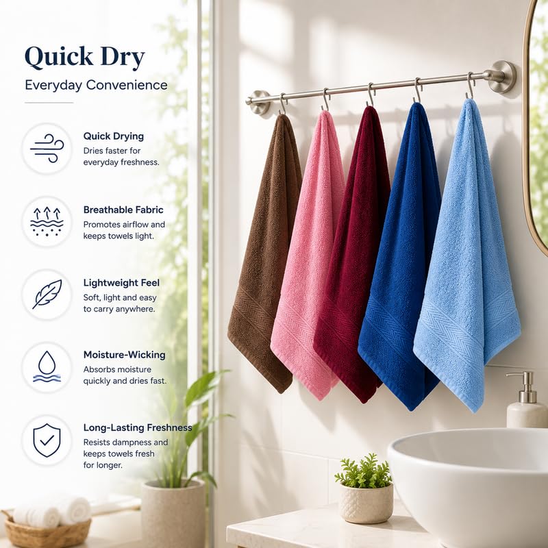 Image of TowelWala Premium Hand Towel Soft Absorbent Quick Dry (Brown /Maroon) | Premium 550 GSM cotton with woven border-quick drying and perfect for bathroom, kitchen, gym, and travel.