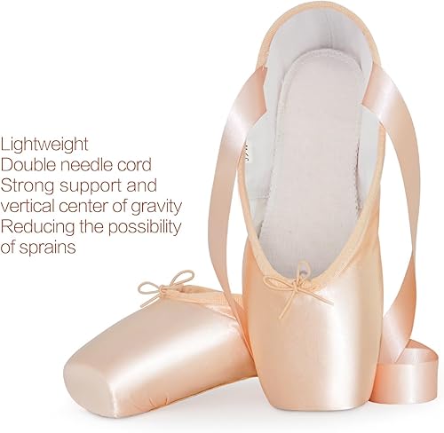 Miniatura 2 de IJONDA Zapatos de ballet para adultos, con almohadillas para los dedos y bolsa de malla