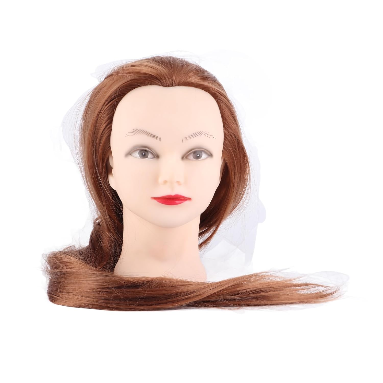 Fake Doll Hair to Practice Hair Mannequi Makeup Mannequin for Practice Gold Brown Cosmetology Training Hairdresser Doll for Eyelash Extensions and Makeup Ideal for Professional and