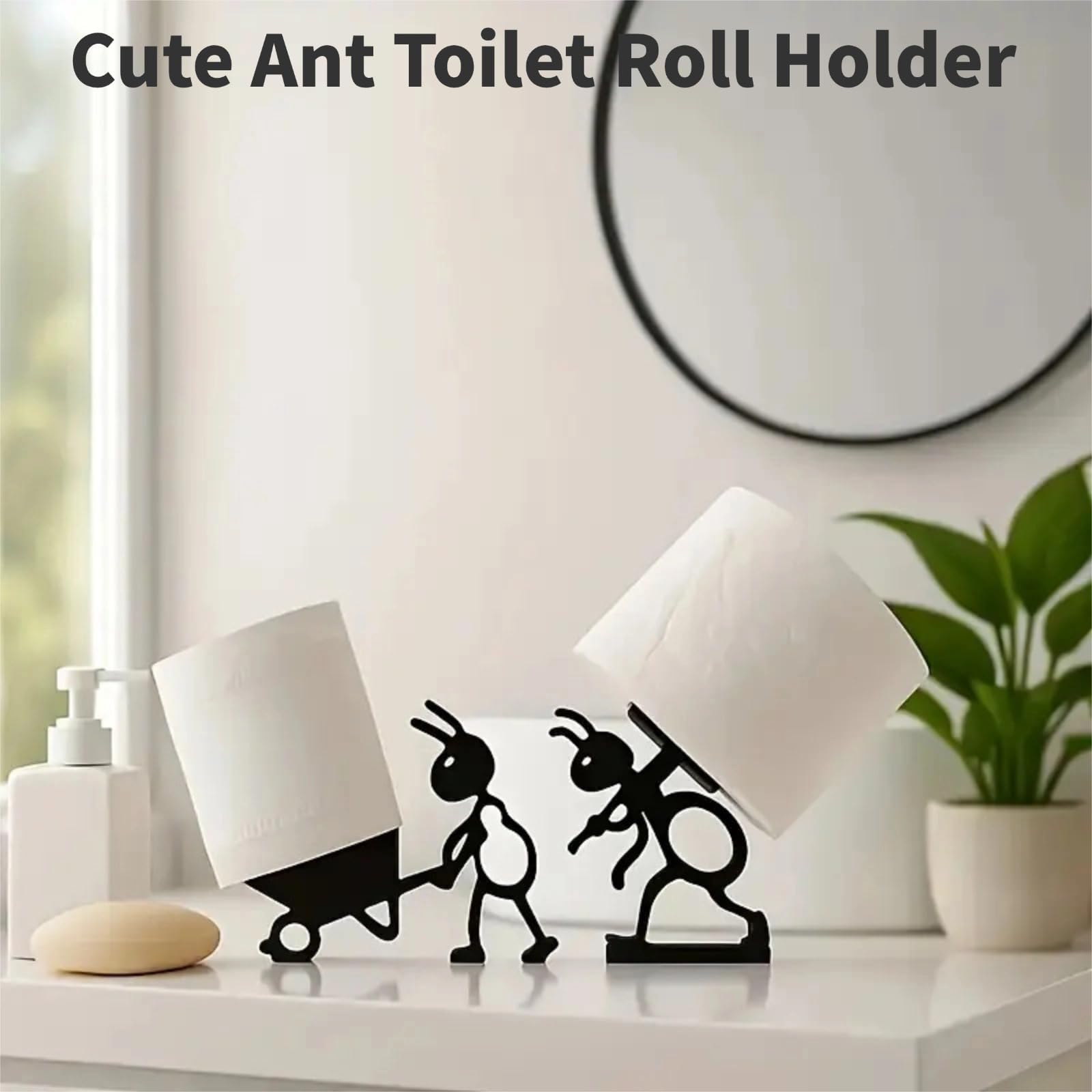 2 Pcs Ant Tissue Paper Holder, Toilet Paper Roll Holder for Bathroom, Modern Bathroom Accessories, Humorous Home Decor, Easy Installation Toilet Tissue Rolls Holder 1
