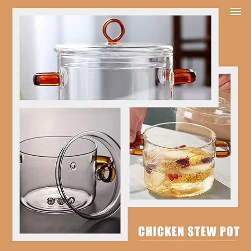 Miniatura 8 de Tofficu Olla de vidrio de cocina olla de doble mango olla de cocción instantánea para fideos hirviendo olla de cocina