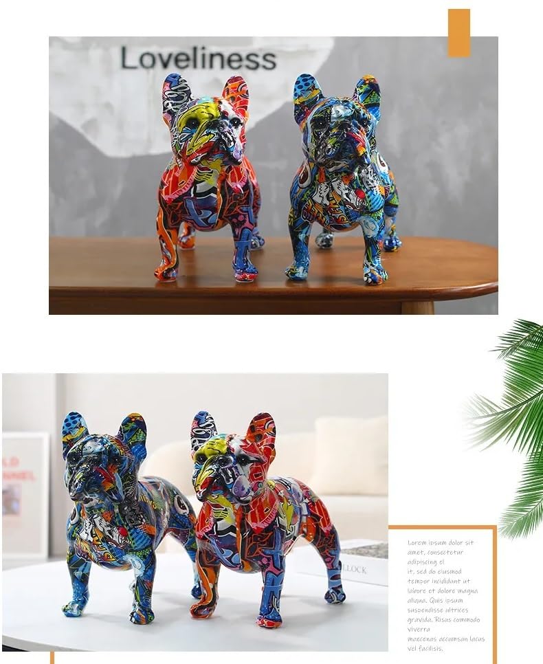 Amazon.co.jp: □ サイケ カラフル アート 置物 フレンチブルドッグ