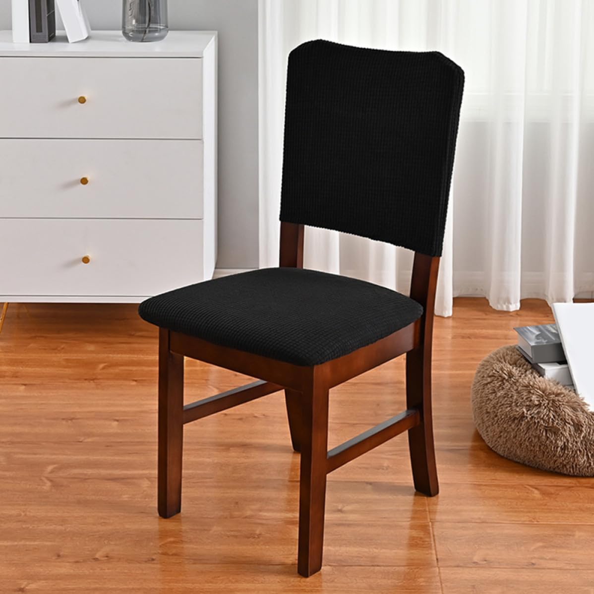 VICASKY Stretchable Polyester Chair Cover Set with Thick Backrest and Seat Cushion Protector for Home Use, Simple Style Slipcover Suitable for Parties and Other Occasions