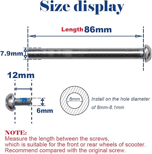Miniatura 10 de 0.945 in-4.724 in M8 para recambio para niños Kickadulto Scooter silla de ruedas plegable mesas y sillas reparación
